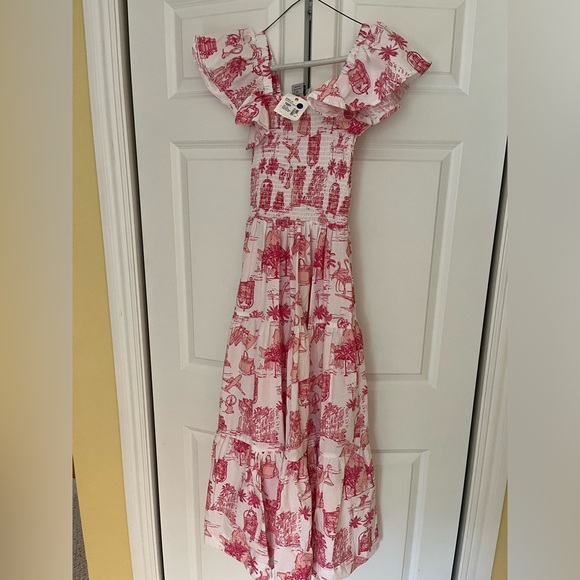 Pink toile smocked house dress - Picture 2 of 4